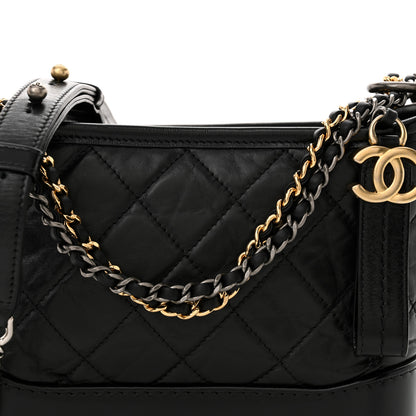 Chanel Aged Calfskin Quilted Small Gabrielle Hobo Black 8 of 10