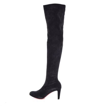 Christian Louboutin Veau Velours Alta Top 70 Over The Knee Boots 37.5 Black 1 of 7