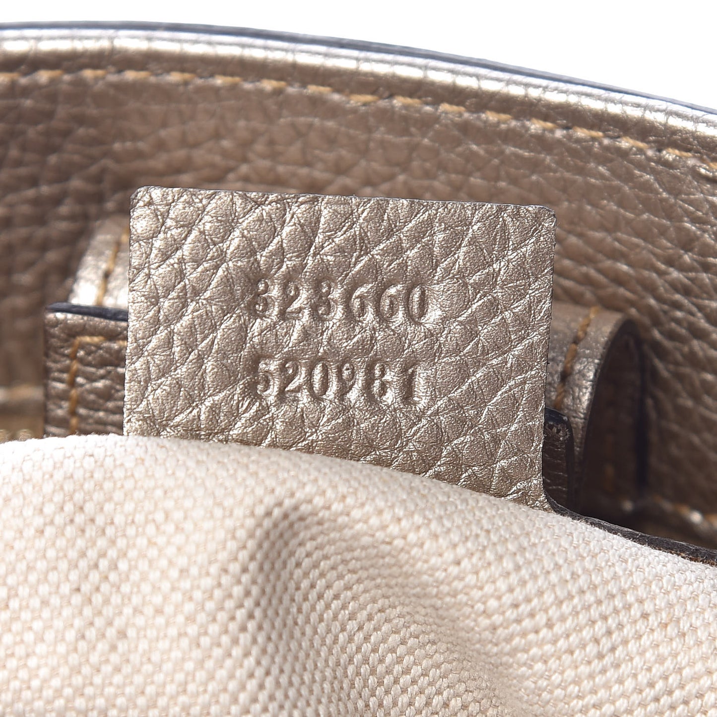 Metallic Pebbled Calfskin Medium Bamboo Shopper Tote Golden Beige