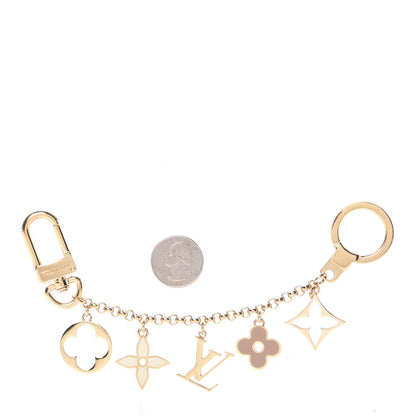 Louis Vuitton Brass Enamel Fleur De Monogram Bag Charm Chain Gold 2 of 3