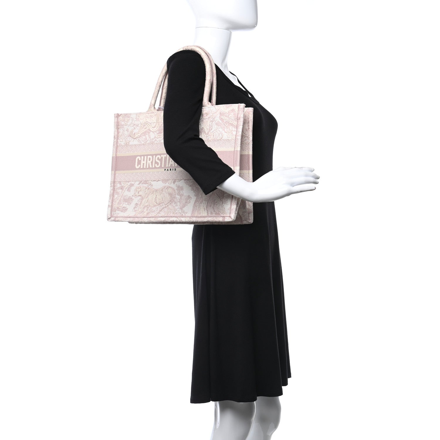 Christian Dior Canvas Toile De Jouy Embroidered Medium Book Tote Rose 2 of 9