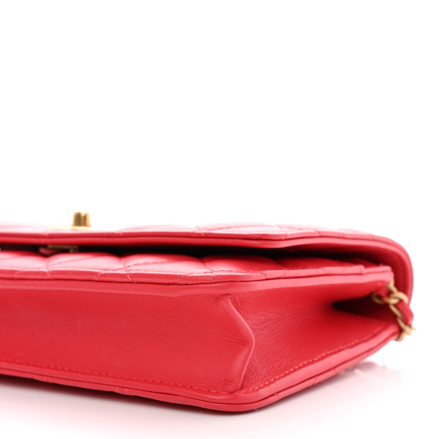 Chanel Lambskin Quilted CC Pearl Crush Wallet on Chain WOC Red 12 of 14