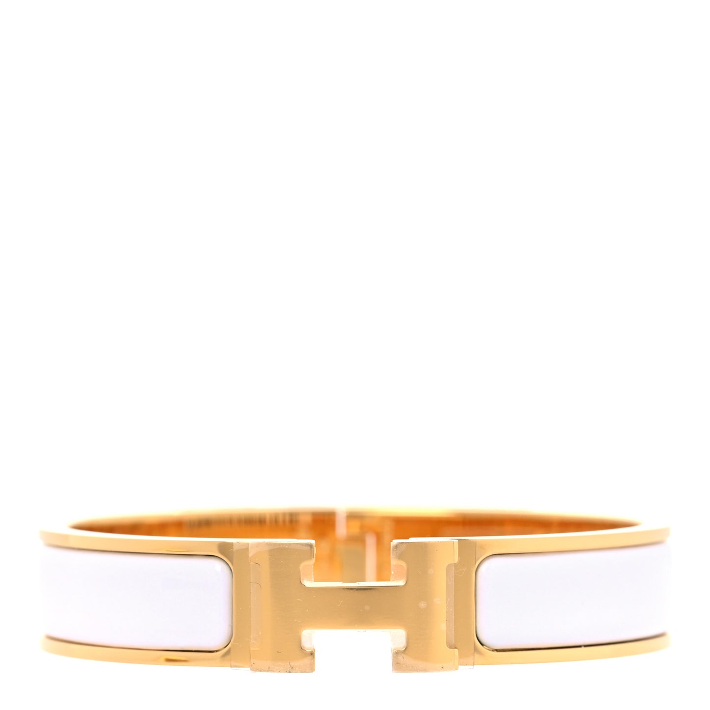 Enamel Narrow Clic Clac H Bracelet PM White