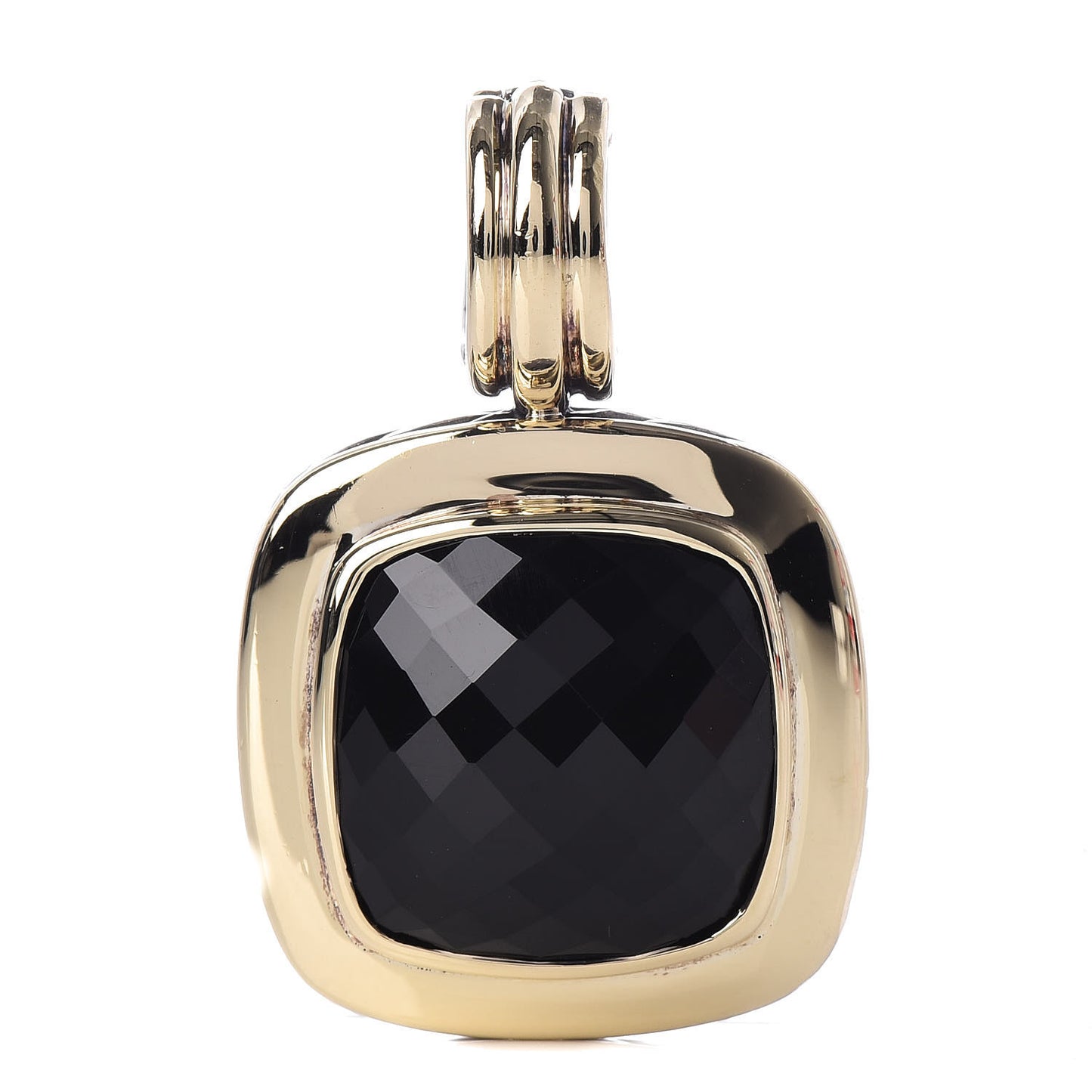 Sterling Silver 18K Yellow Gold Black Onyx 14mm Albion Enhancer Pendant