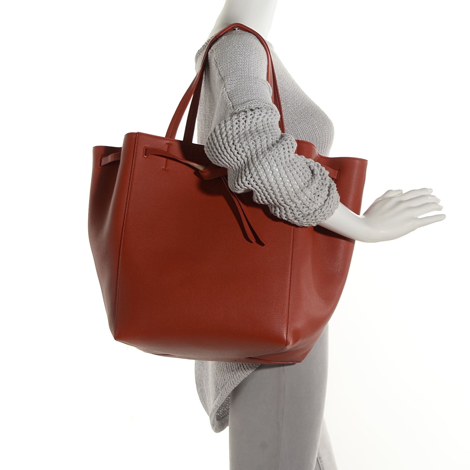 Celine Soft Grained Calfskin Medium Cabas Phantom Brick 2 of 8