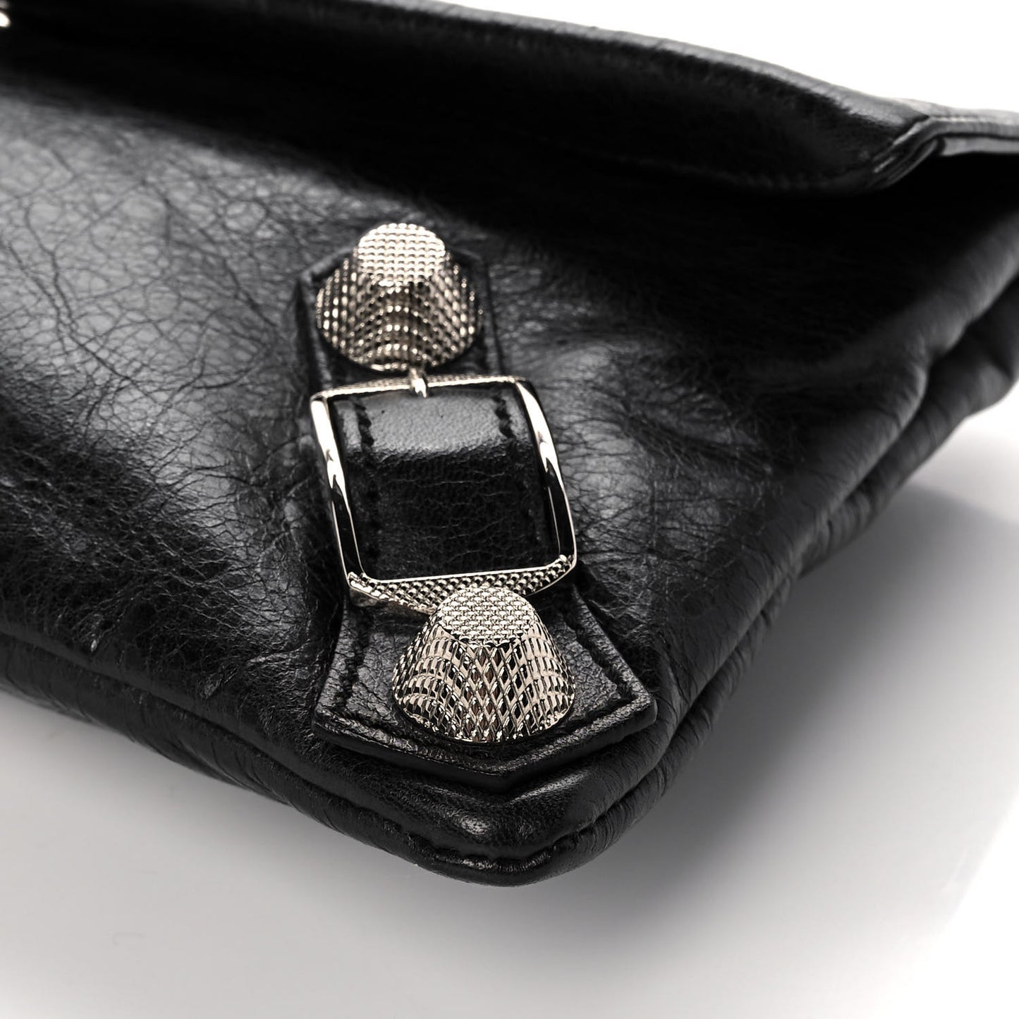 Agneau Giant 21 Silver Hardware Envelope Clutch Black
