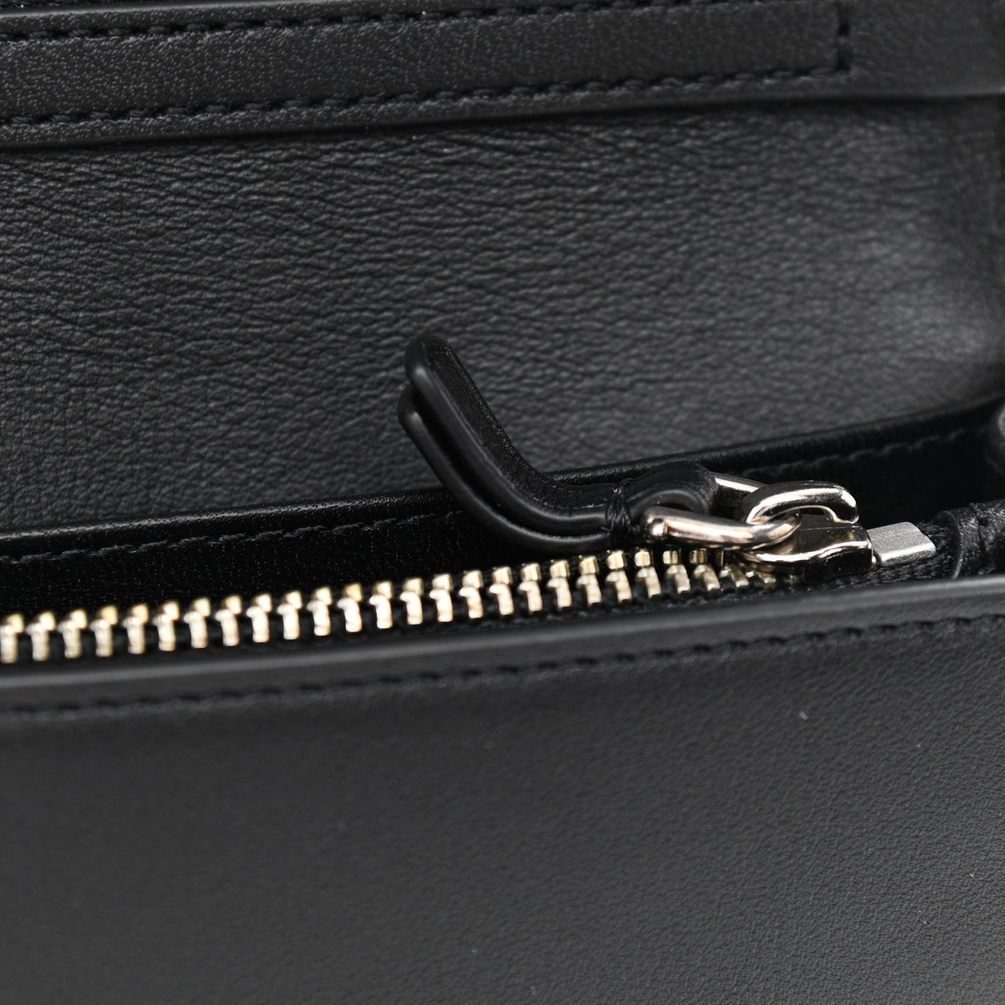 Smooth Calfskin Crystal Stud Embellished Clutch Chain Wallet Black