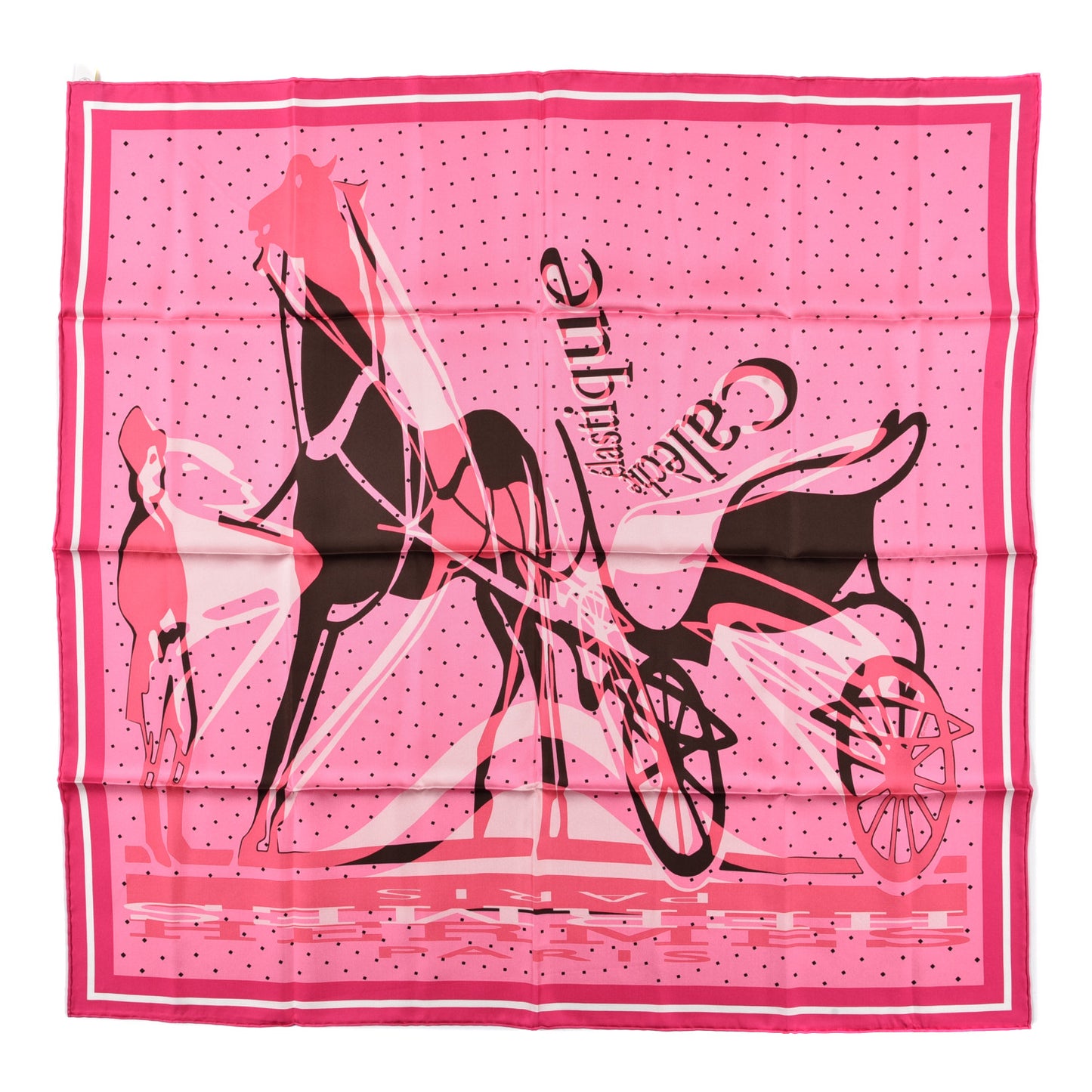 Silk Caleche Elastique Scarf 90 Rose Vif Marron