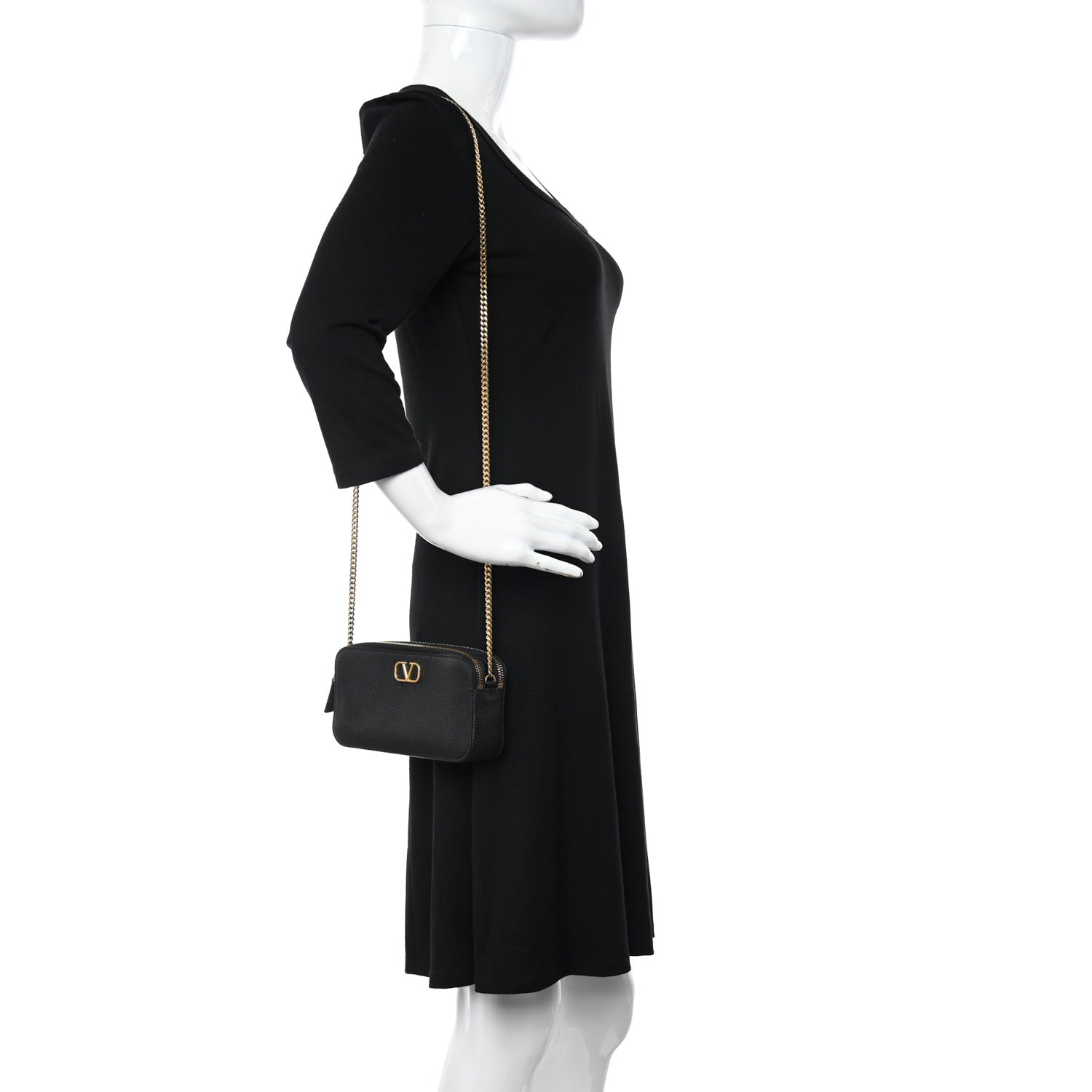 Valentino Garavani Grainy Calfskin VLogo Double Zip Camera Crossbody Bag Black 2 of 10