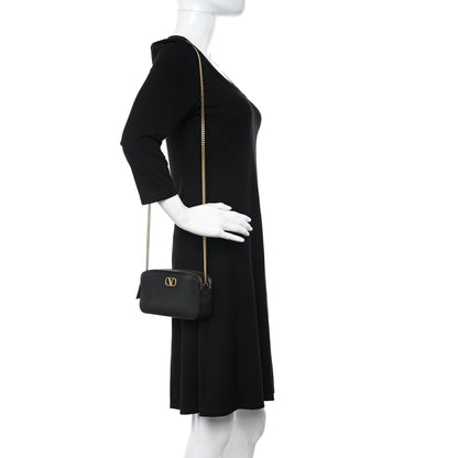 Valentino Garavani Grainy Calfskin VLogo Double Zip Camera Crossbody Bag Black 2 of 10