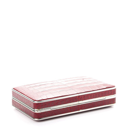 Judith Leiber Crocodile Austrian Crystal Box Clutch Red 7 of 10