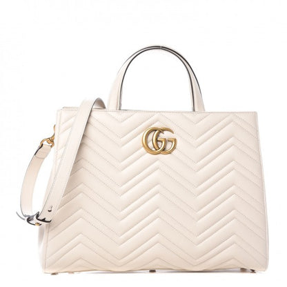 Gucci Calfskin Matelasse Medium GG Marmont Tote White 1 of 8