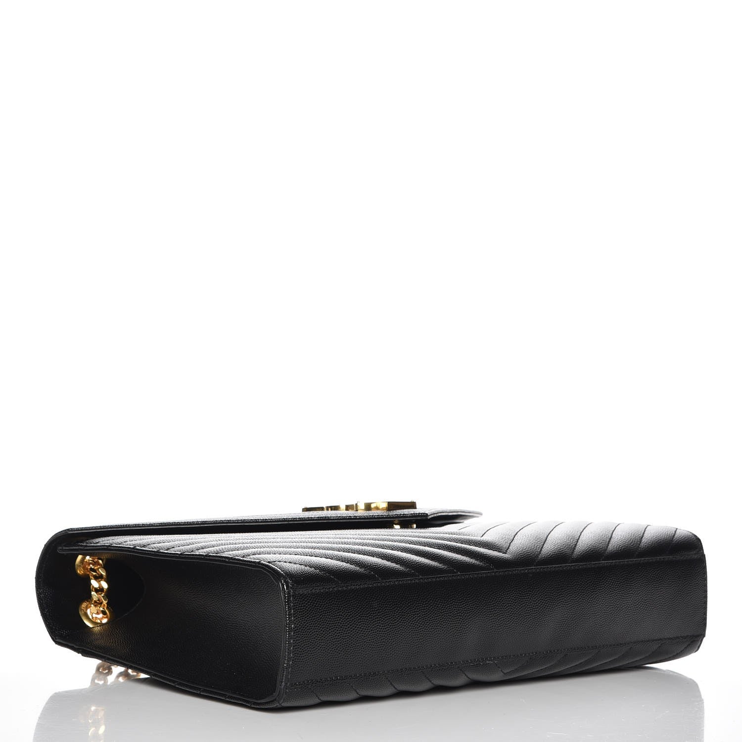 Saint Laurent Grain De Poudre Matelasse Chevron Large Monogram Satchel Black 5 of 8