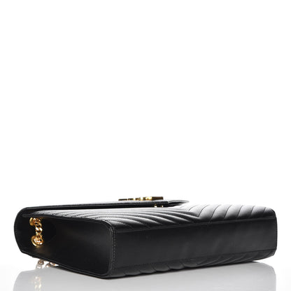 Saint Laurent Grain De Poudre Matelasse Chevron Large Monogram Satchel Black 5 of 8