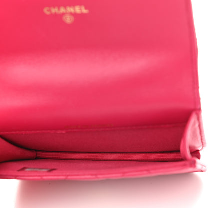 Chanel Lambskin Quilted Top Handle Flap Coin Purse With Chain Dark Pink 5 of 10
