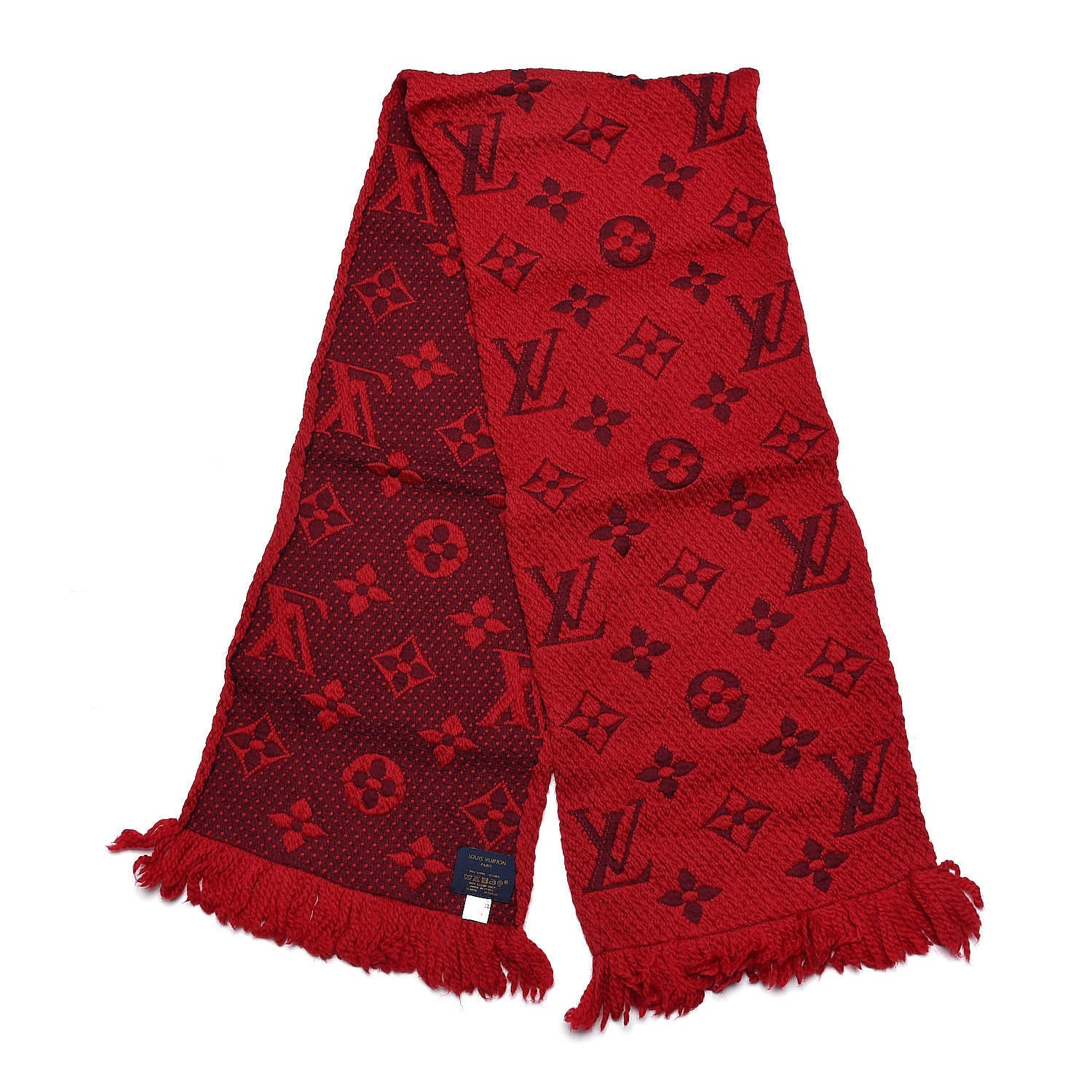Louis Vuitton Wool Silk Logomania Scarf Rubis 3 of 4