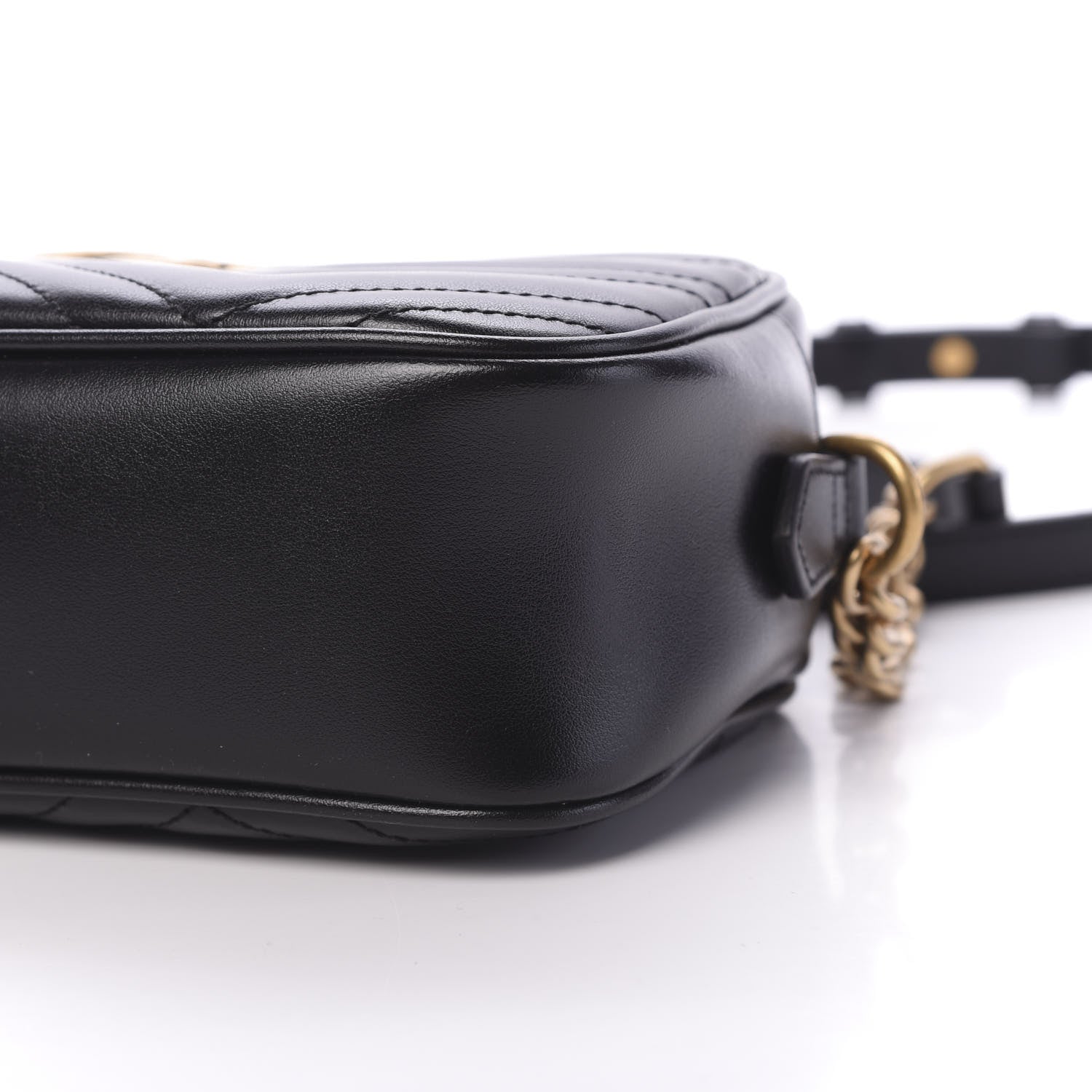Gucci Calfskin Matelasse Small GG Marmont Chain Shoulder Bag Black 7 of 8