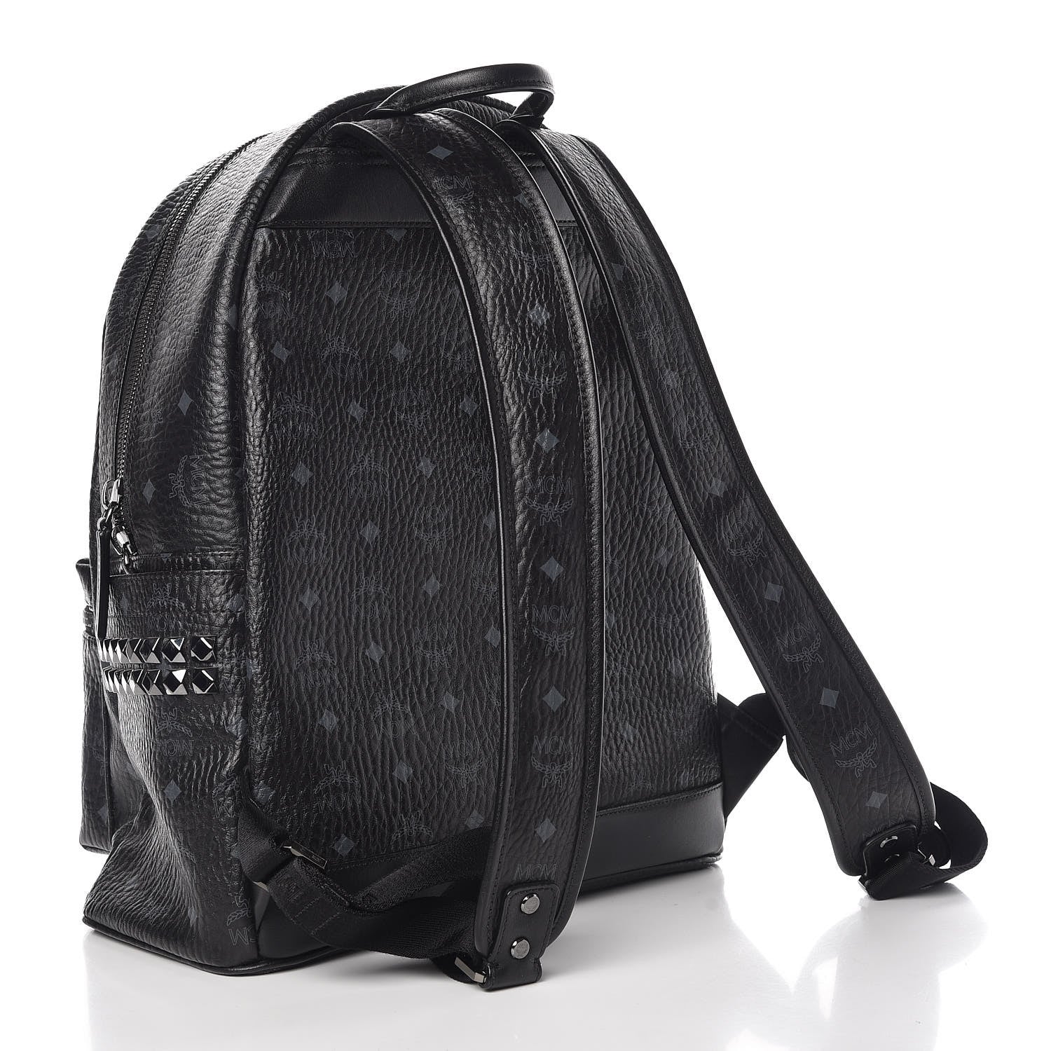 MCM Visetos Medium Side Studs Stark Backpack Black 3 of 10