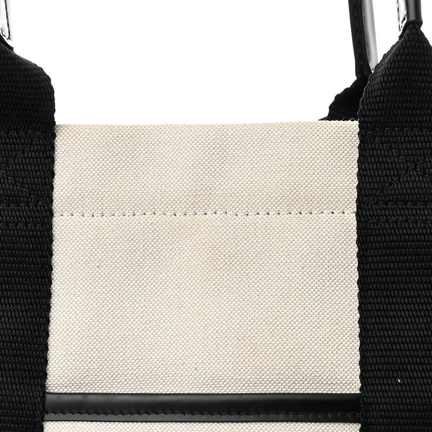 Canvas Calfskin Hardware Tote Natural Black