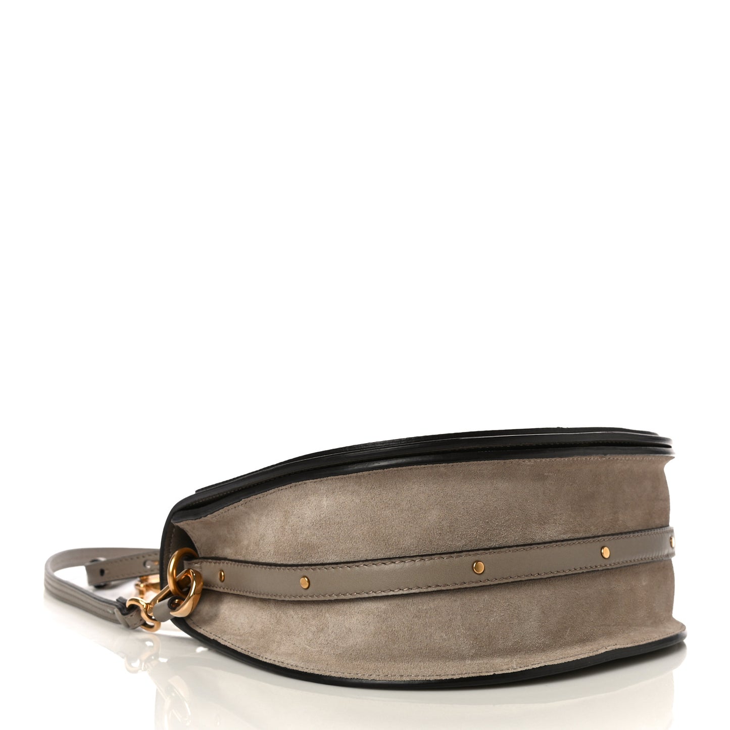 Calfskin Suede Medium Nile Bracelet Bag Motty Grey