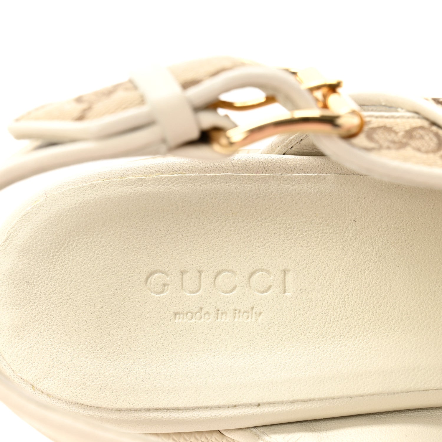 Gucci Monogram Granada Kid Trip 40/72mm Lug Sole Sandals 39.5 Beige Ebony Mystic White 8 of 10