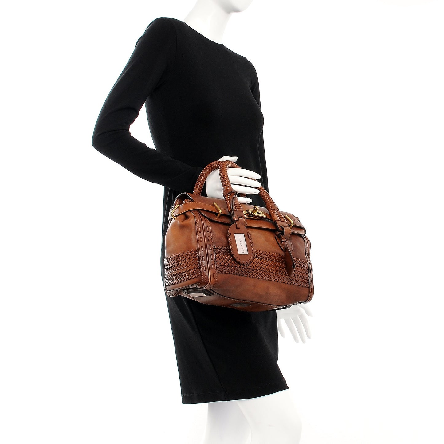 Calfskin Handmade Medium Top Handle Bag Brown