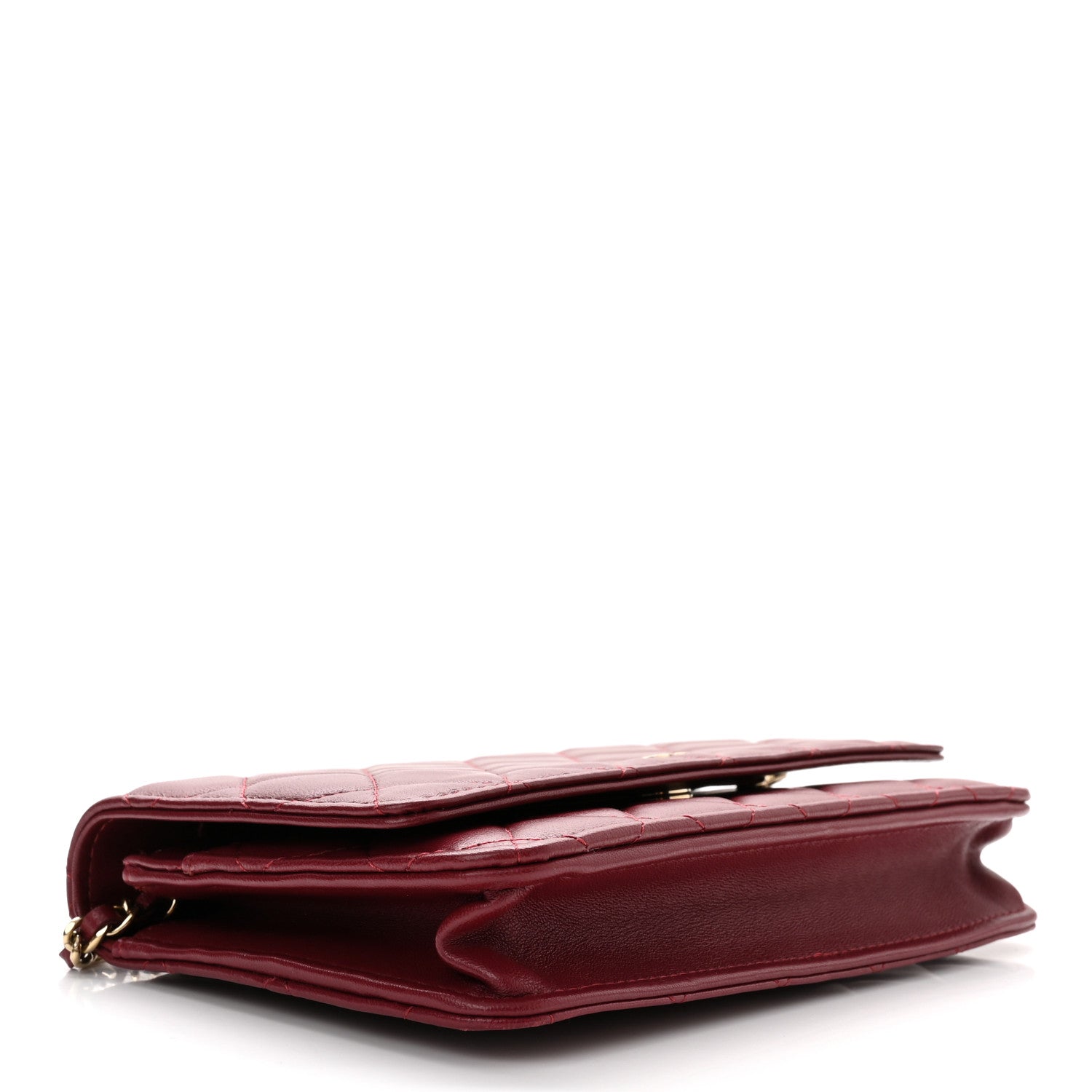 Chanel Lambskin Quilted Wallet On Chain WOC Burgundy 4 of 12