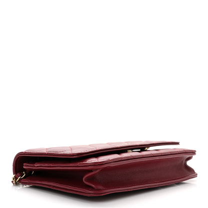 Chanel Lambskin Quilted Wallet On Chain WOC Burgundy 4 of 12