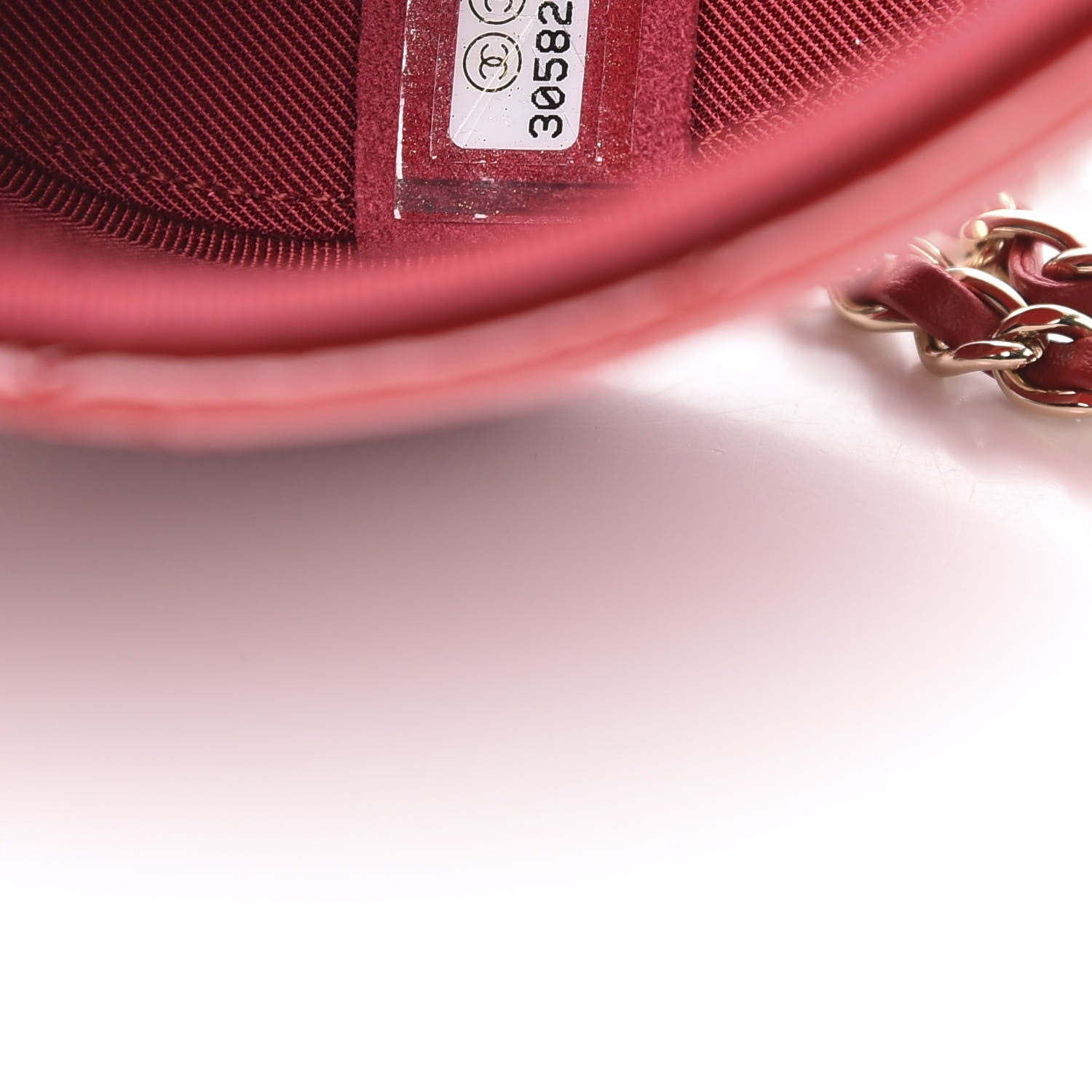 Chanel Patent Quilted Small Round Vanity With Chain Red 8 of 11