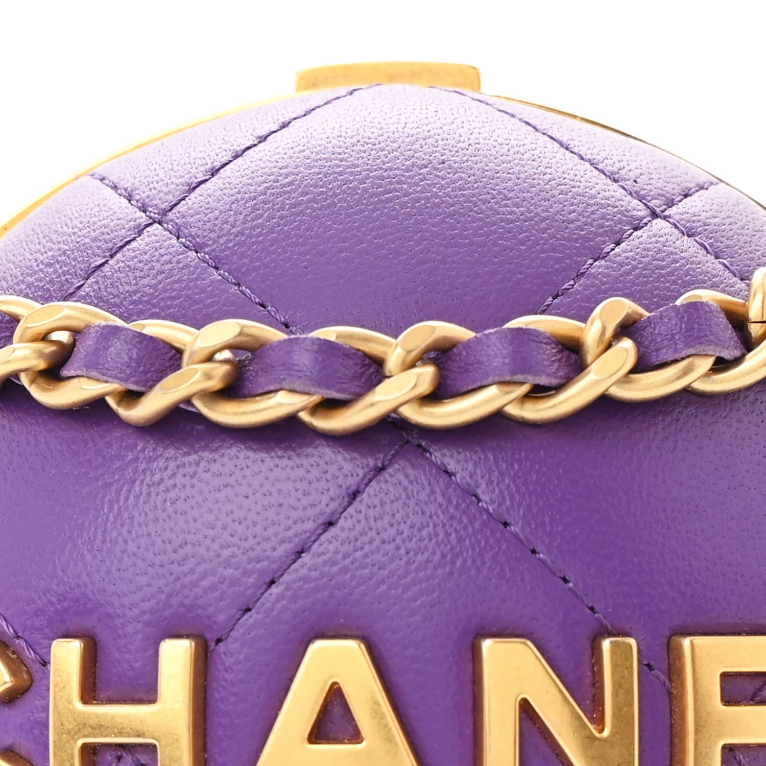 Chanel Lambskin CC Minaudiere Sphere Chain Clutch Purple 7 of 9
