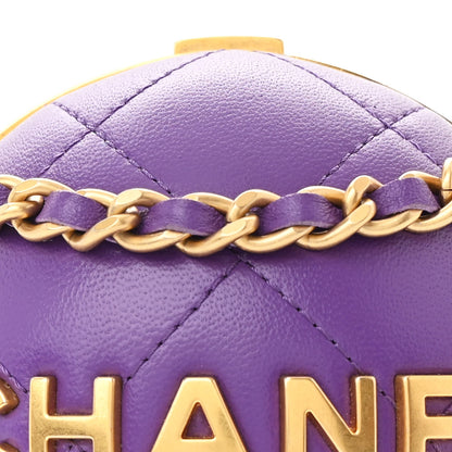 Chanel Lambskin CC Minaudiere Sphere Chain Clutch Purple 7 of 9