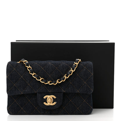 Chanel Denim Quilted Mini Rectangular Flap Dark Blue 10 of 10