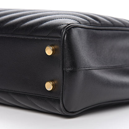 Saint Laurent Grain De Poudre Matelasse Chevron Monogram Shopping Bag Black 11 of 12
