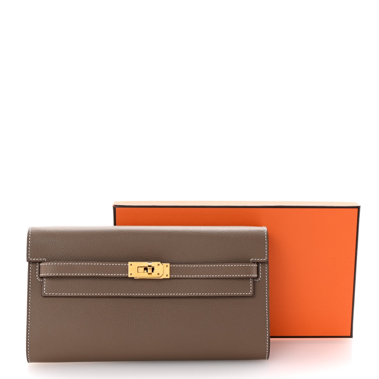 Hermes Evercolor Kelly Wallet To Go Etoupe 9 of 9