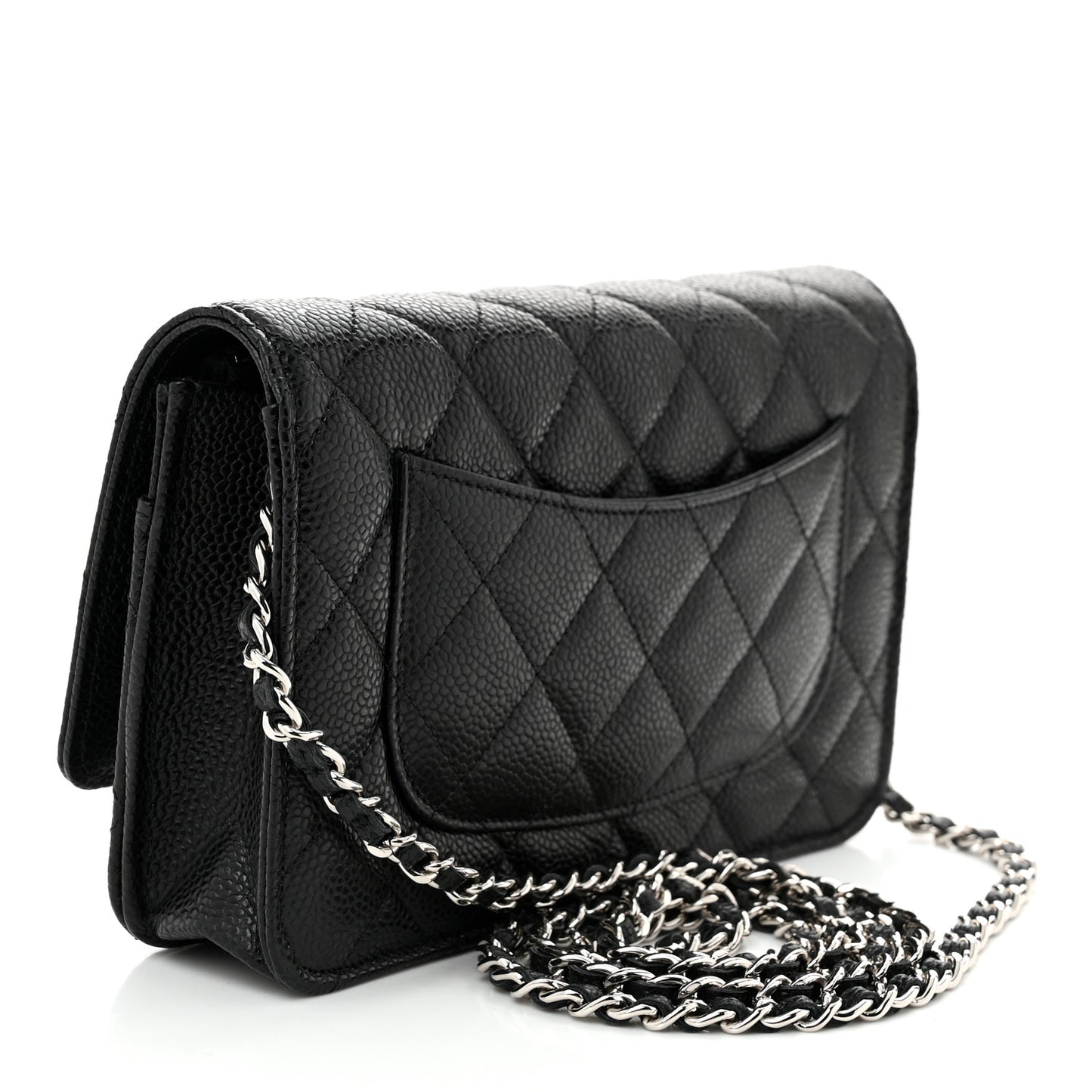 Caviar Quilted Wallet on Chain WOC Black