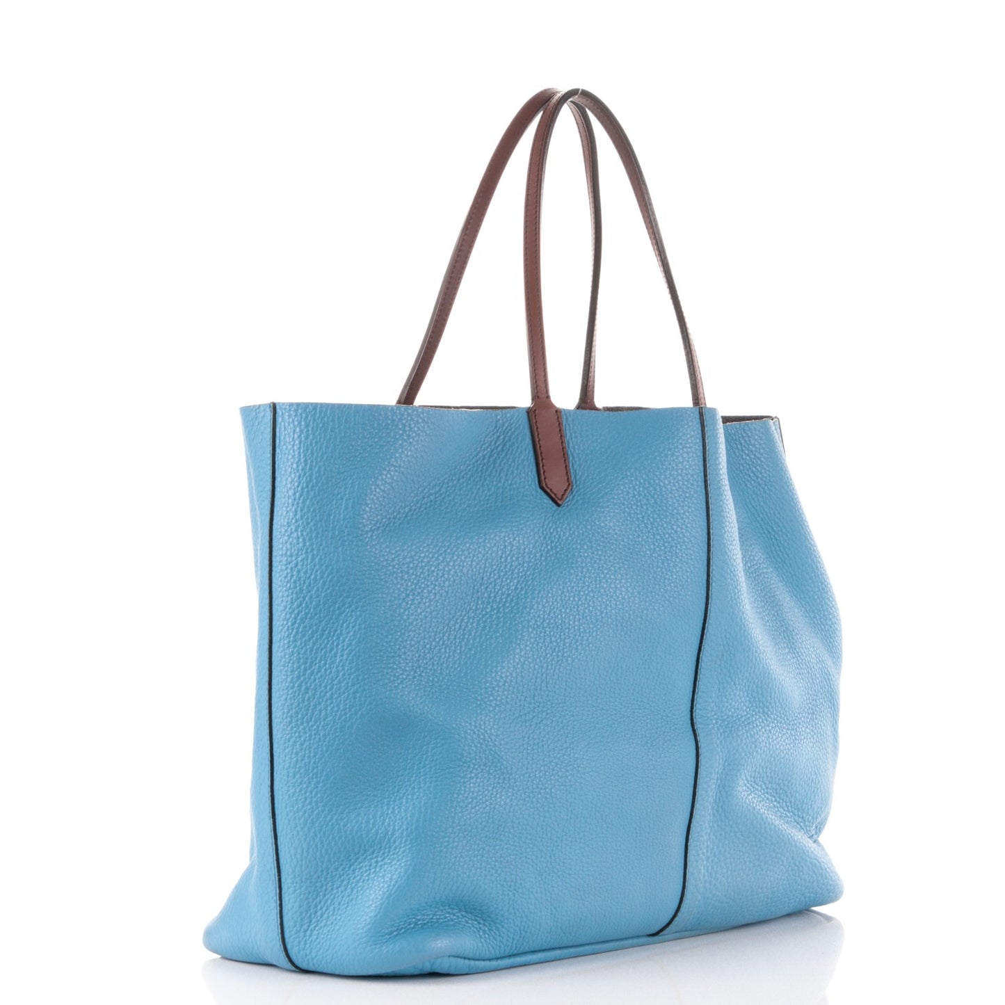 Grained Calfskin Large Antigona Tote Blue Brown