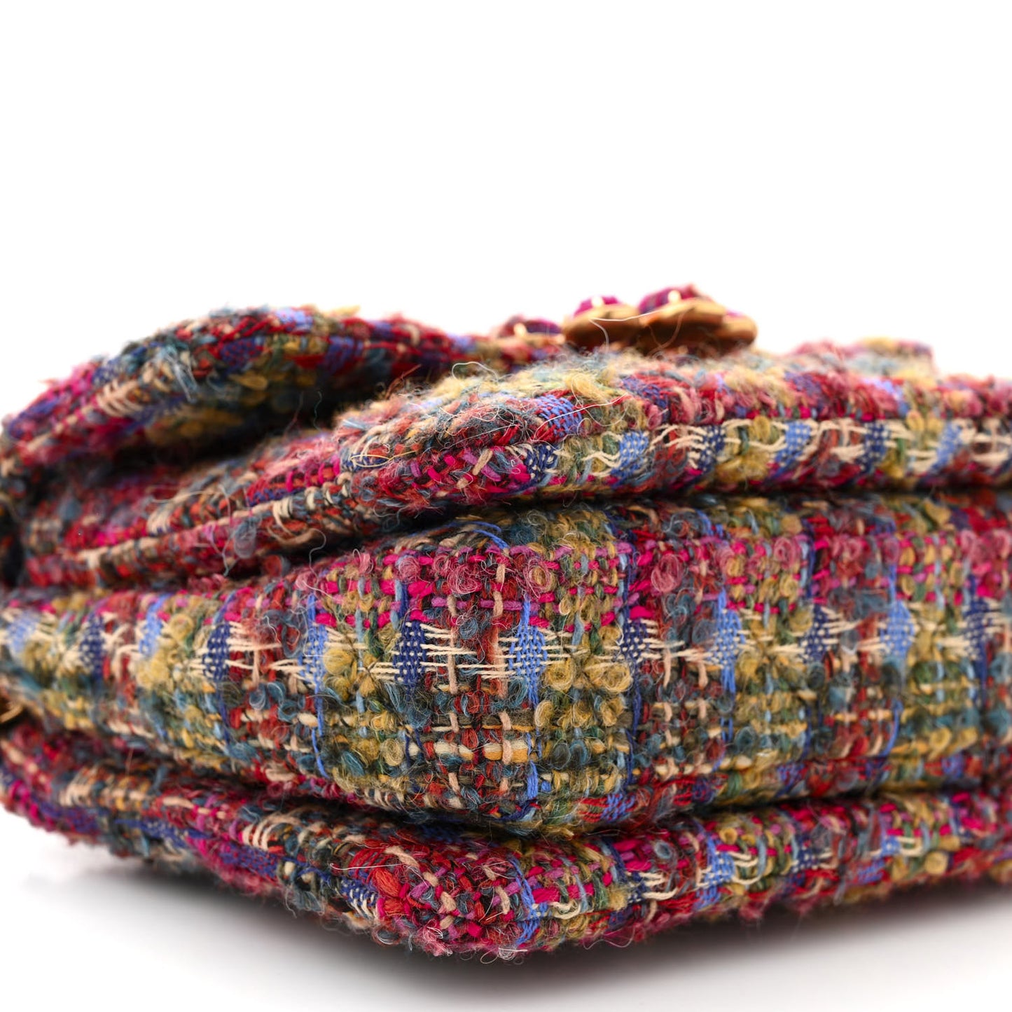 Wool Tweed Quilted Small Flap Khaki Red Pink Blue Green