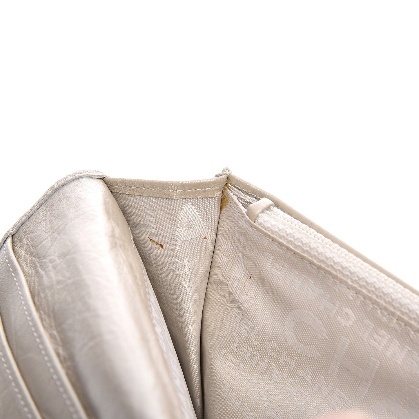 Aged Calfskin Quilted Cambon Quilted Yen Wallet Pearl