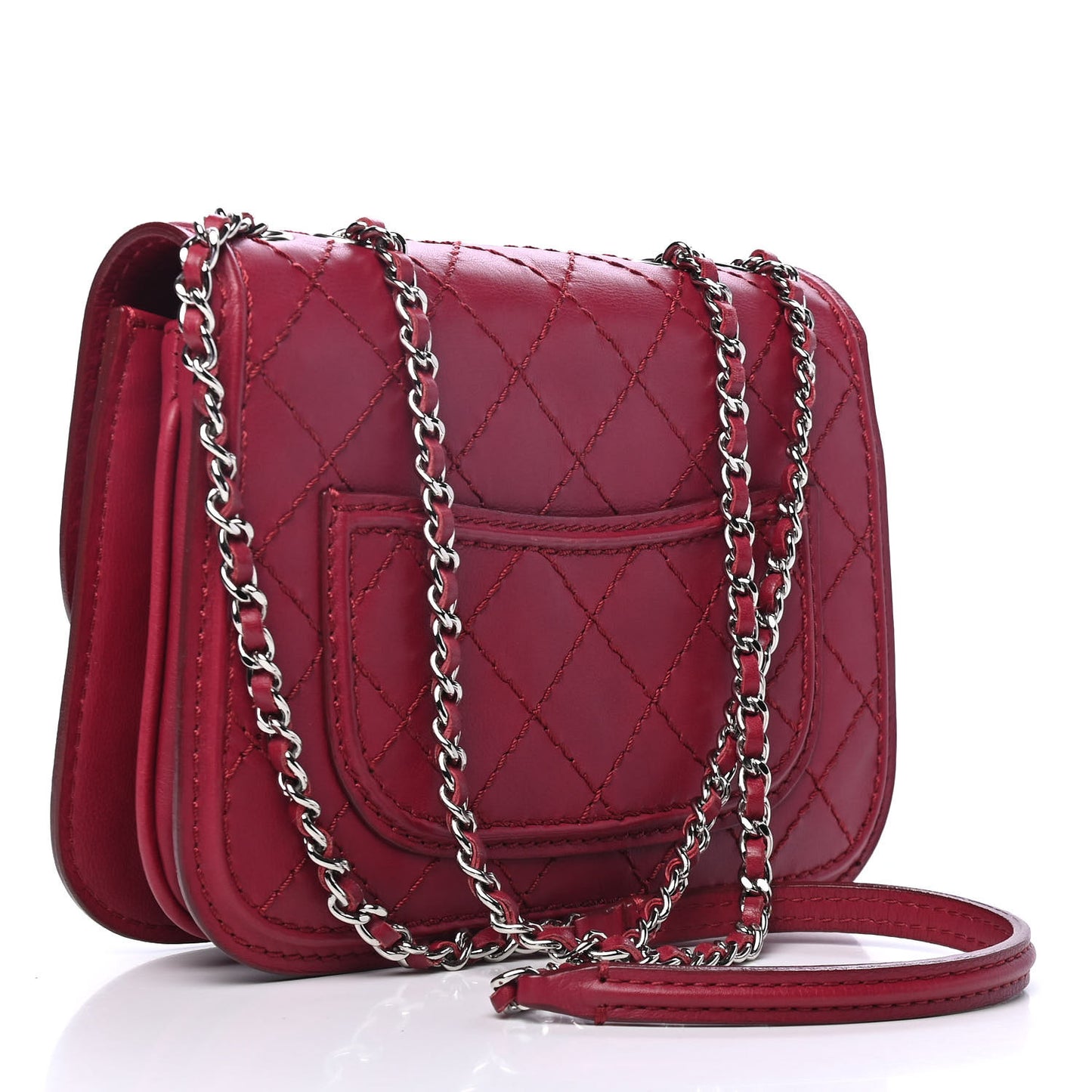 Calfskin Stitch Small Flap Red
