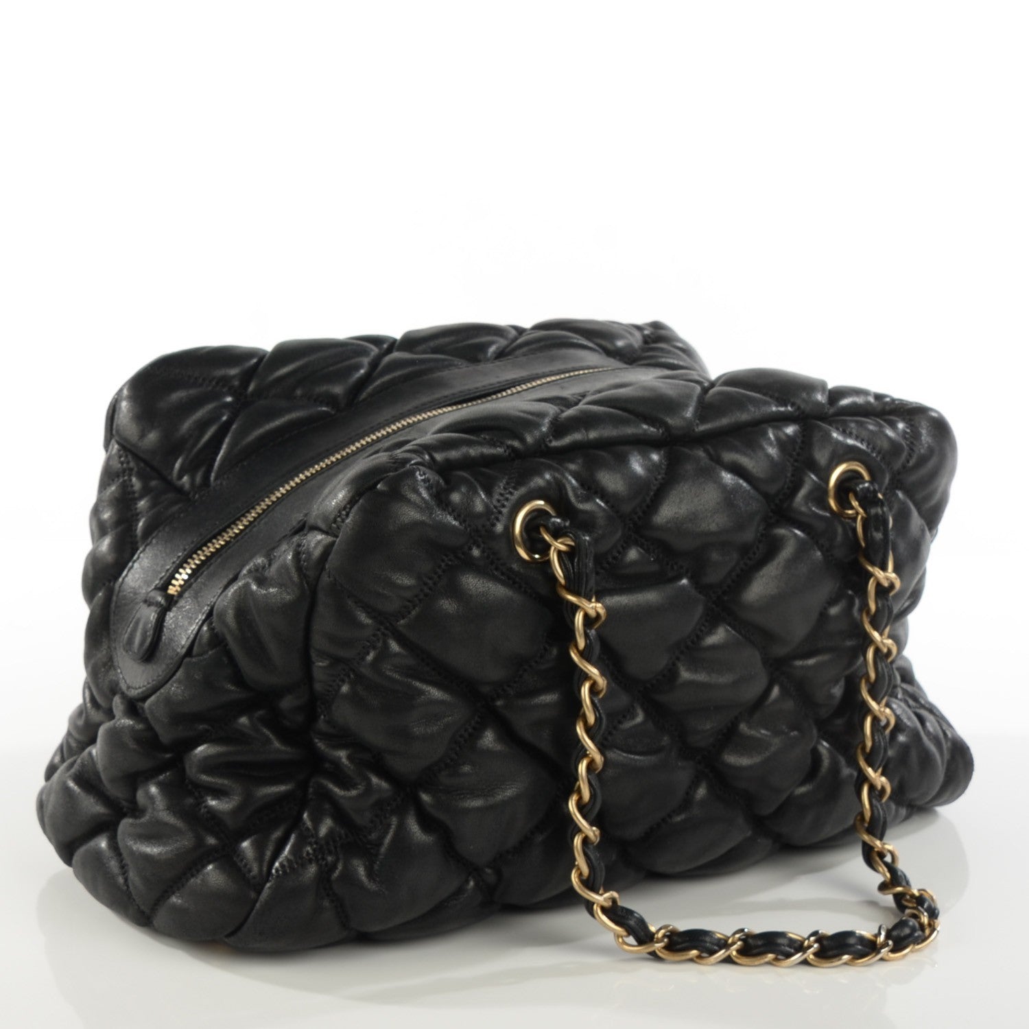 Chanel Lambskin Bubble Quilt Bowler Black 2 of 7