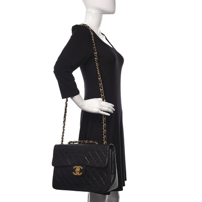 Chanel Lambskin Quilted XL Jumbo Single Flap Black 2 of 12