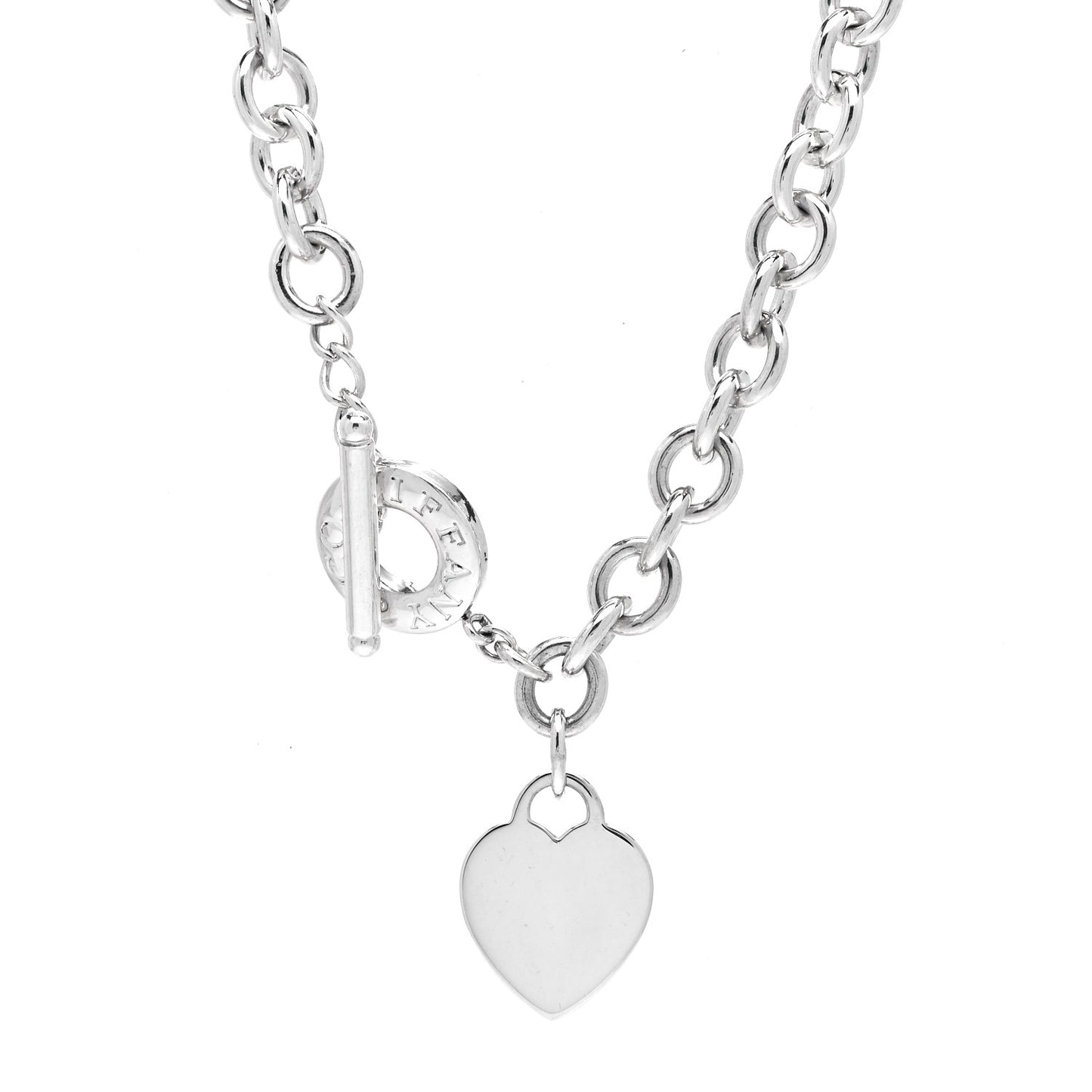 Sterling Silver Heart Tag Toggle Necklace