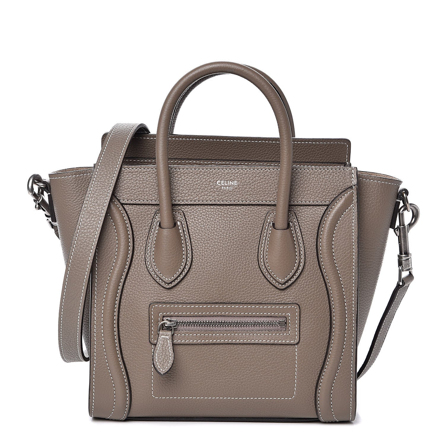 Celine Drummed Calfskin Nano Luggage Souris 1 of 10