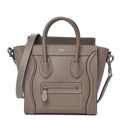 Celine Drummed Calfskin Nano Luggage Souris 1 of 10