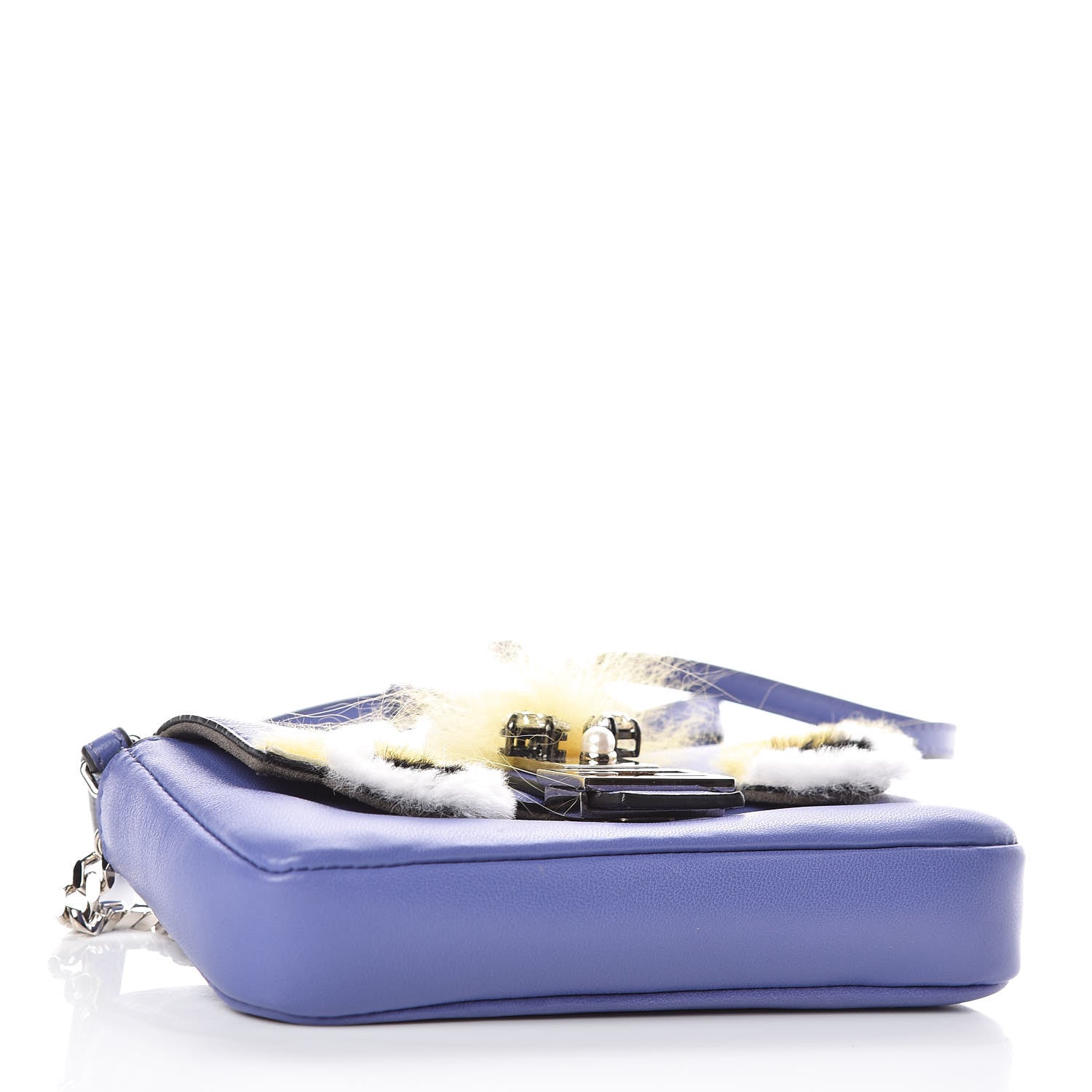 Fendi Nappa Rabbit Fox Fur Micro Buggie Baguette Cassis Giallo Multicolor 4 of 9