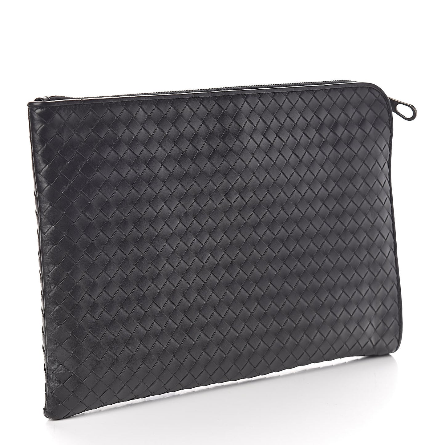 Calfskin Intrecciato Small Document Pouch Black