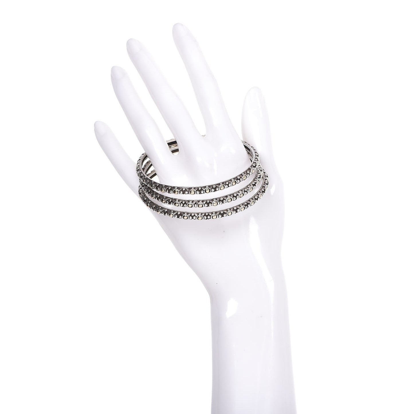 Sterling Silver 18K Yellow Gold Jaisalmer Slim 3 Set Bangle Bracelet