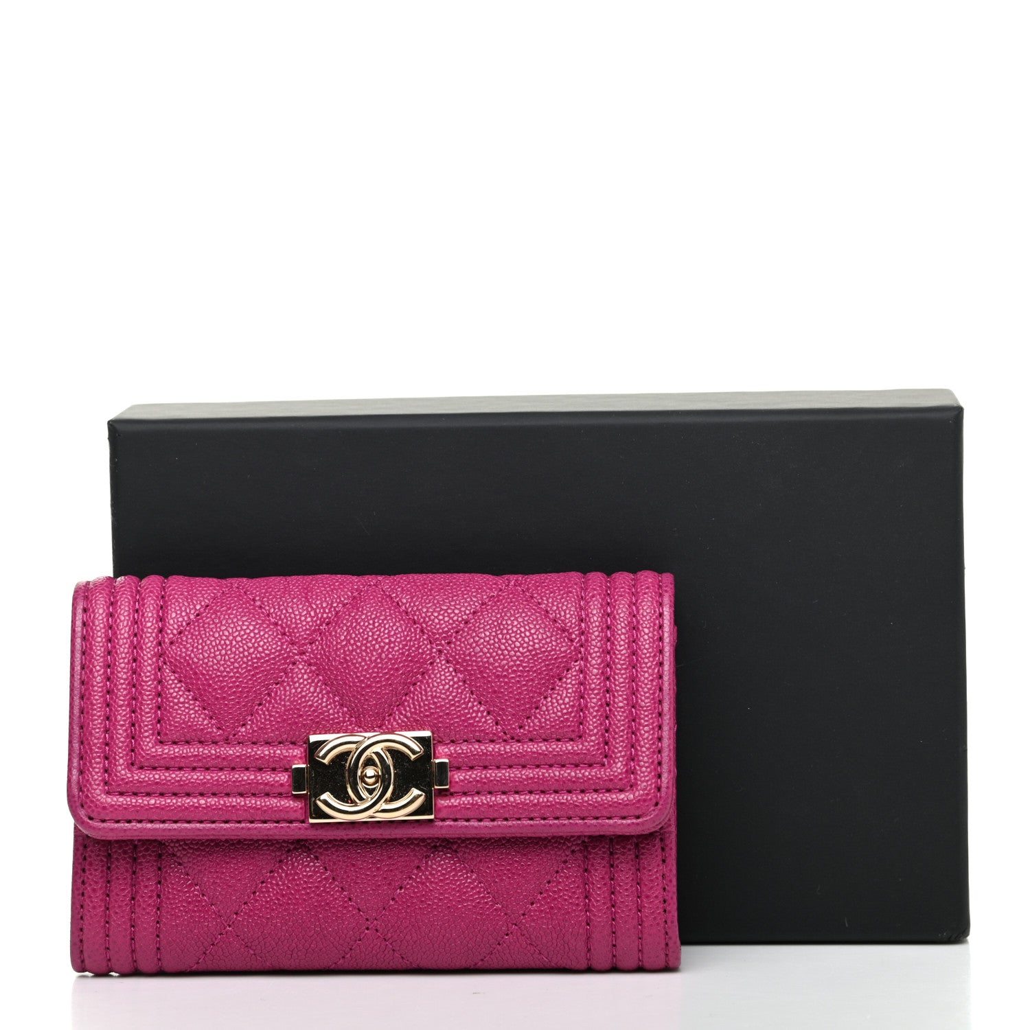 Chanel Caviar Quilted Boy Flap Card Holder Fuchsia 9 of 9