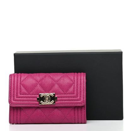 Chanel Caviar Quilted Boy Flap Card Holder Fuchsia 9 of 9