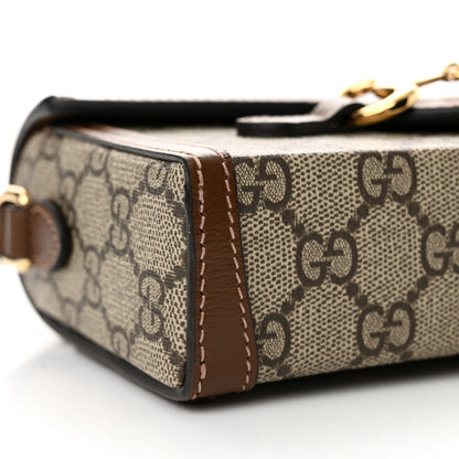 Gucci GG Supreme Monogram Mini Horsebit 1955 Shoulder Bag Beige Brown Sugar 9 of 14